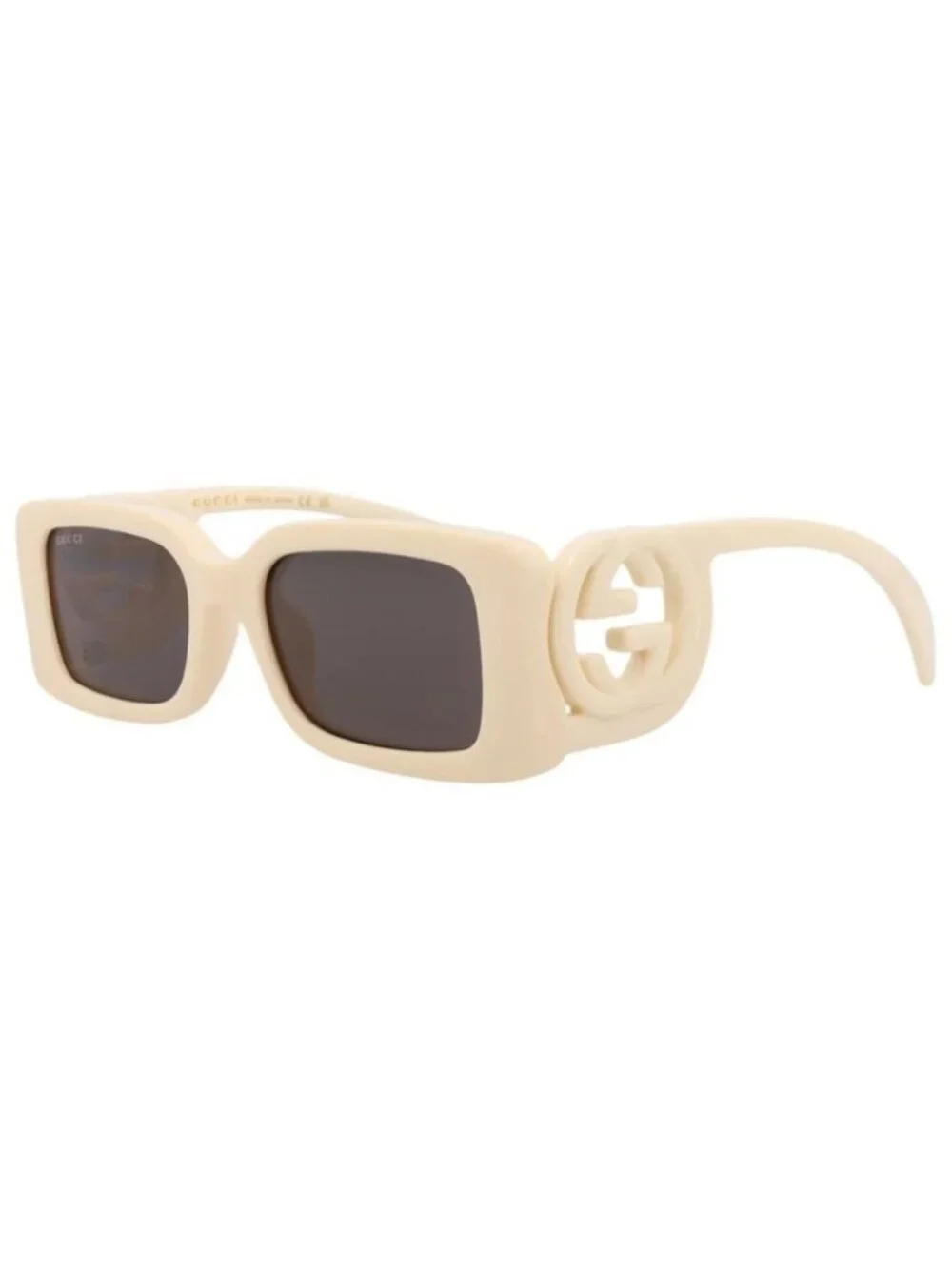 New Gucci Womens Square/Rectangle Ivory Ivory Grey Fashion Designer Sunglasses